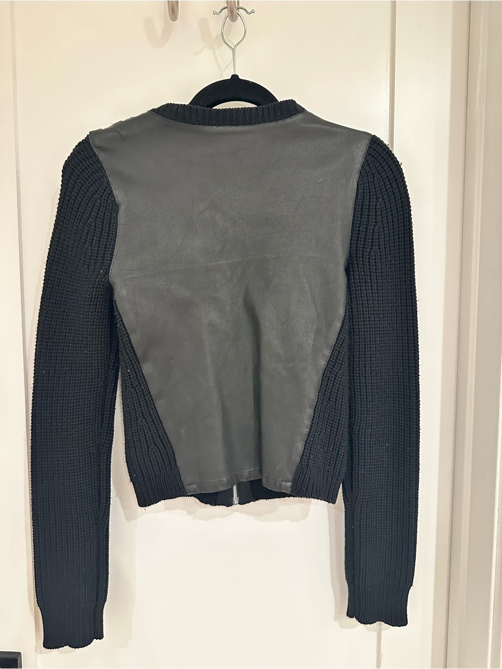Theory Wool & Leather Zip Sweater